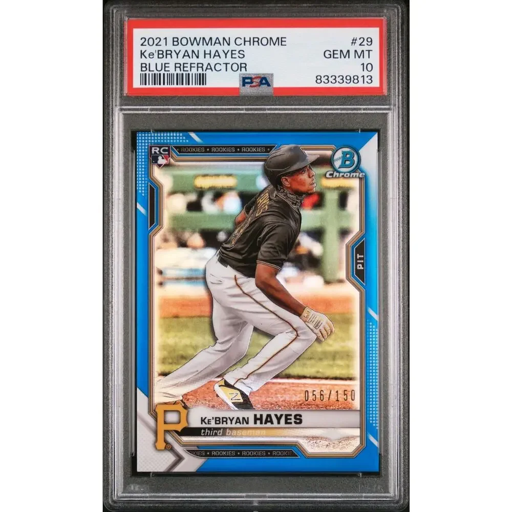 2021 BOWMAN CHROME Blue 🔵 REFRACTOR KE'BRYAN HAYES ROOKIE /150 #29 PSA 10 GEM